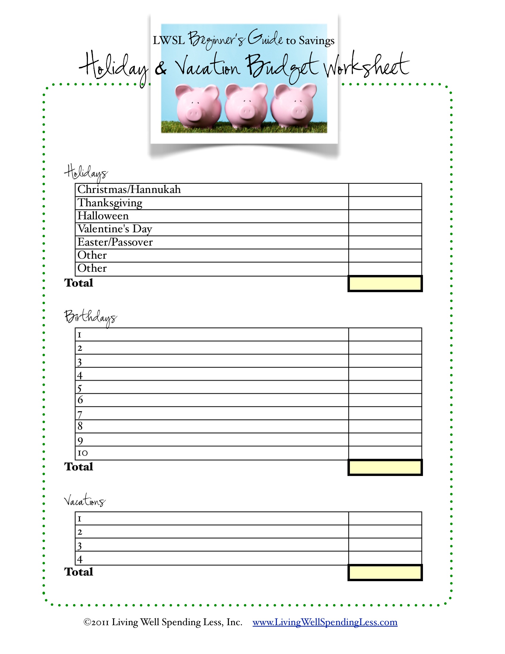 budget worksheet - Living Well Spending Less®