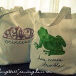 handmade holiday gifts: freezer paper glitter stencil tote bags Image