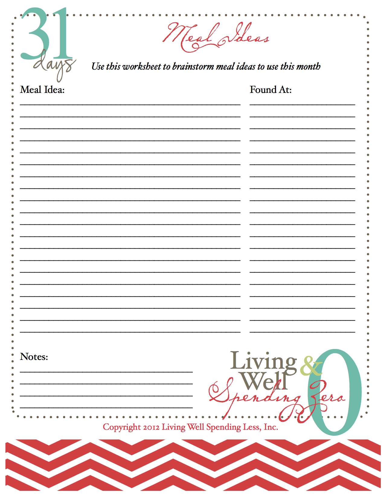 Free Worksheet Brainstorming Worksheet inspired meal ideas day 3 living well spending save
