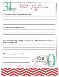 Week 3 Reflection Worksheet #31days of living well & spending zero