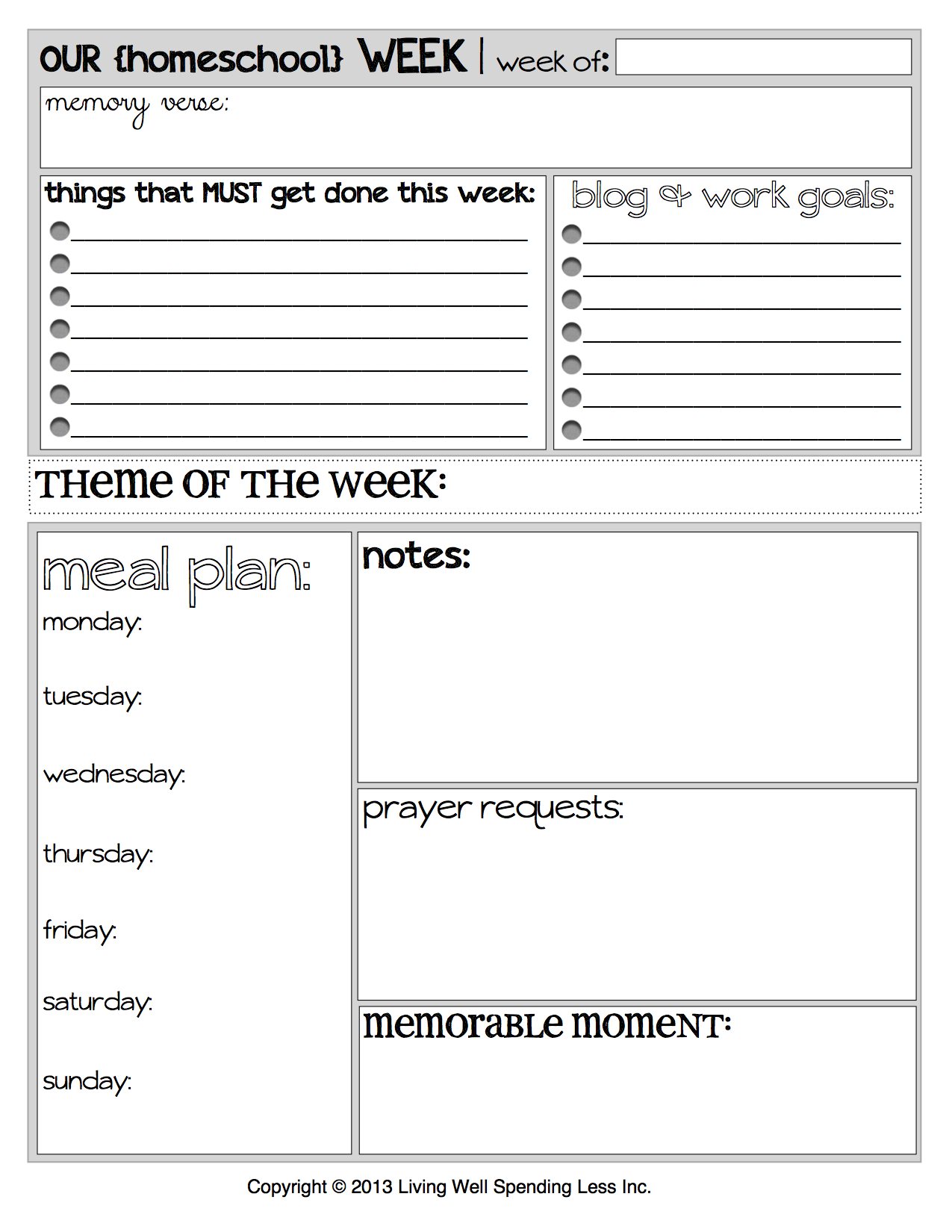 Our Homeschool Planner Living Well Spending Less 