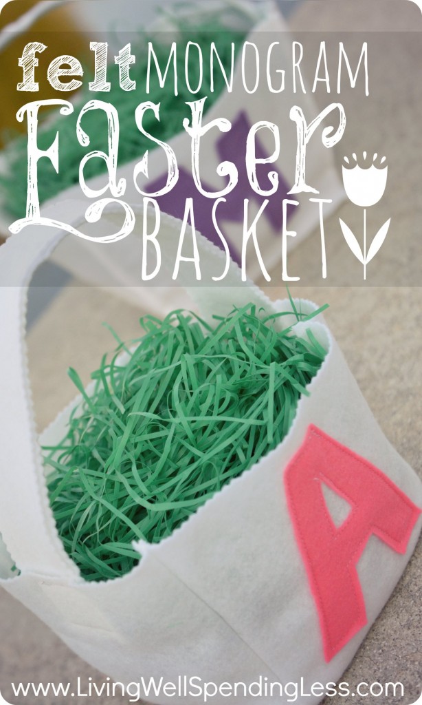 Felt Monogram Easter Basket--simple pattern & tutorial for sewing your own felt easter basket.  So cute! #easter #diy #craft