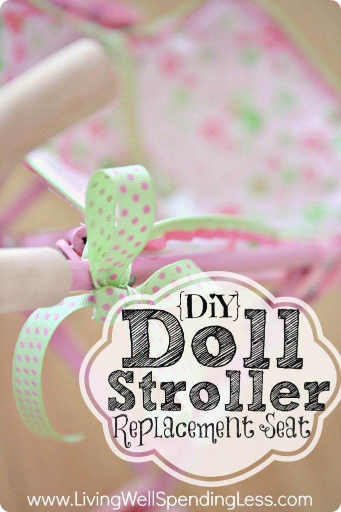 DiY Doll Stroller Replacement Seat--great tutorial for repairing a broken doll stroller!
