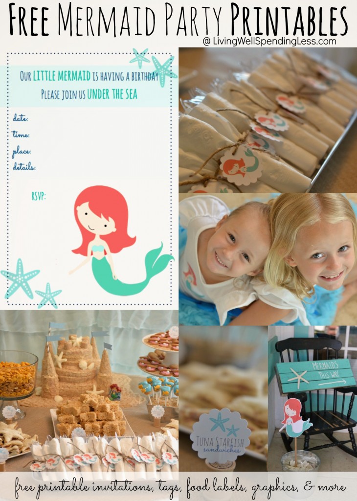 Free Mermaid Printables | Mermaid Printables | Free Printables | Mermaid Themed Printables | Party Printables | DIY Mermaid Themed | Under the Sea | Under Water | Beachy Mermaid Party | Kids Party Ideas | Mermaid Invites | Mermaid Toppers | Party Food Labels | Free Downloads