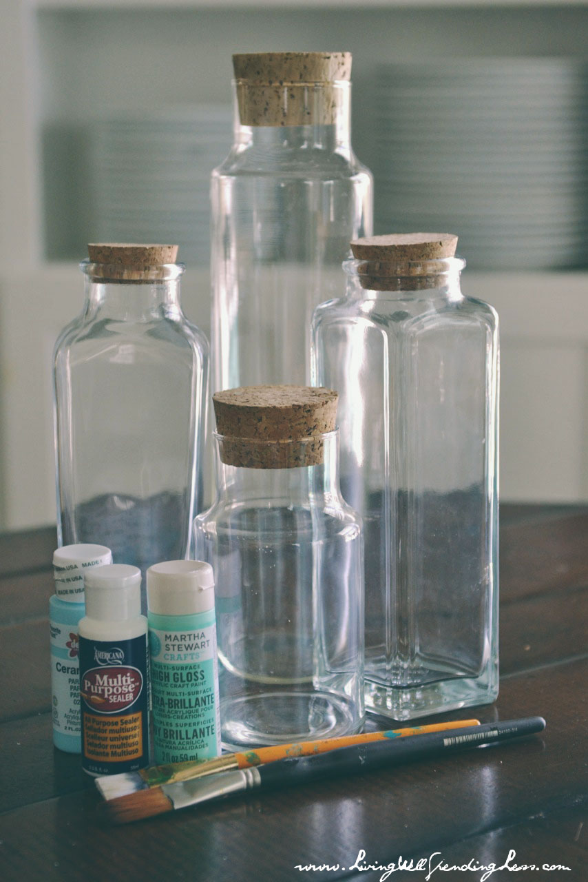 DiY Beach Glass Bottles-cute and easy project to make your own beach