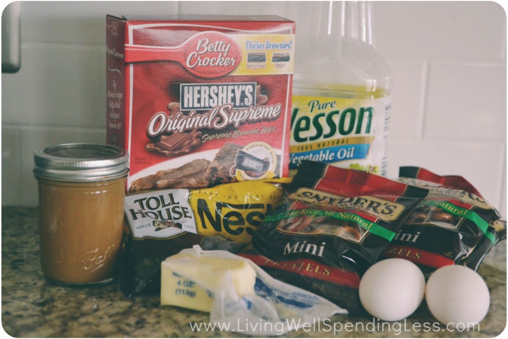 Salted Caramel Pretzel Crust Brownies