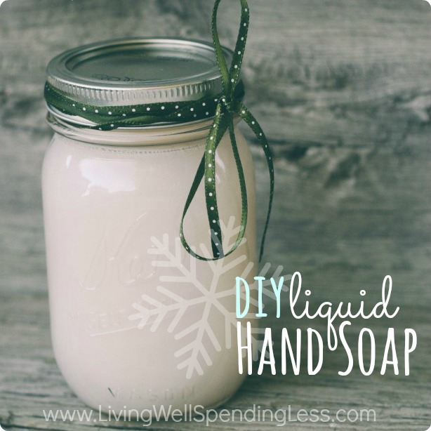 DIY Hand Soap. Great tutorial for making your own hand soap using leftover bar soap. This is such an easy and thrifty gift idea!