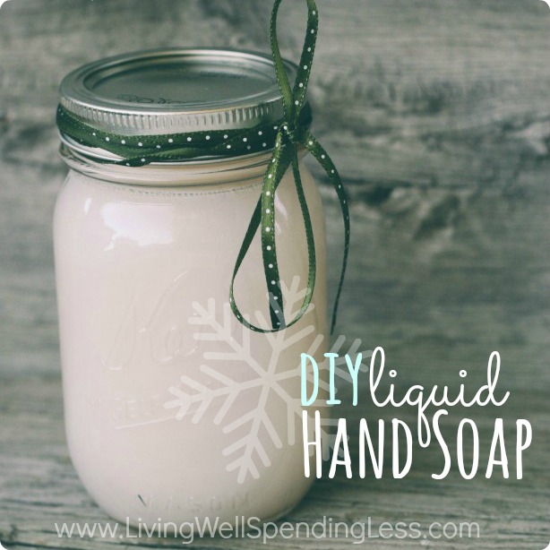 DIY Hand Soap. Great tutorial for making your own hand soap using leftover bar soap. This is such an easy and thrifty gift idea!