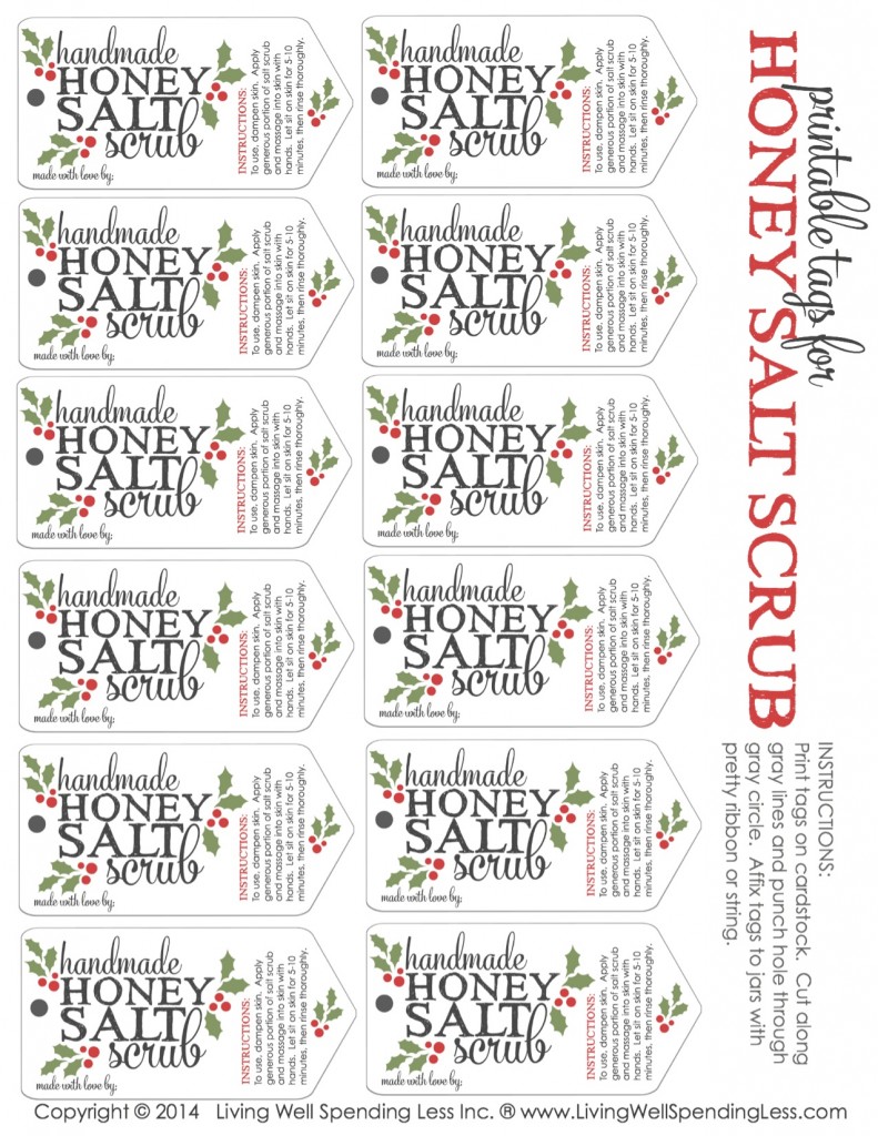 Handmade Honey Salt Scrub | Printable Labels | Gift Ideas