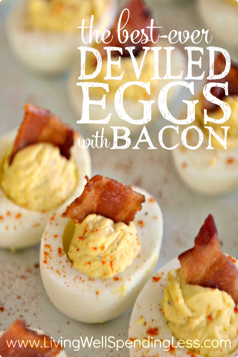BEST EVER DEVILED EGGS WITH BACON vertical 2 - Living Well Spending Less®