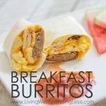 Hectic mornings got you feeling stressed? Alleviate the morning rush with these quick and tasty make-ahead breakfast burritos. They come together fast, then can be frozen ahead of time for delicious breakfast on the go. Healthier than fast food, and cheaper too!