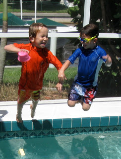 The kids had a blast playing in the pool at this crafty birthday pool party. 