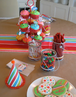 Clear paint containers work great for holding candy and treats. 