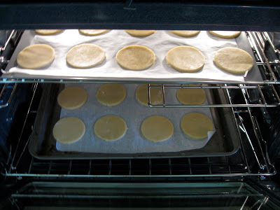 After the cookies have chilled, they're ready to go in the oven. 