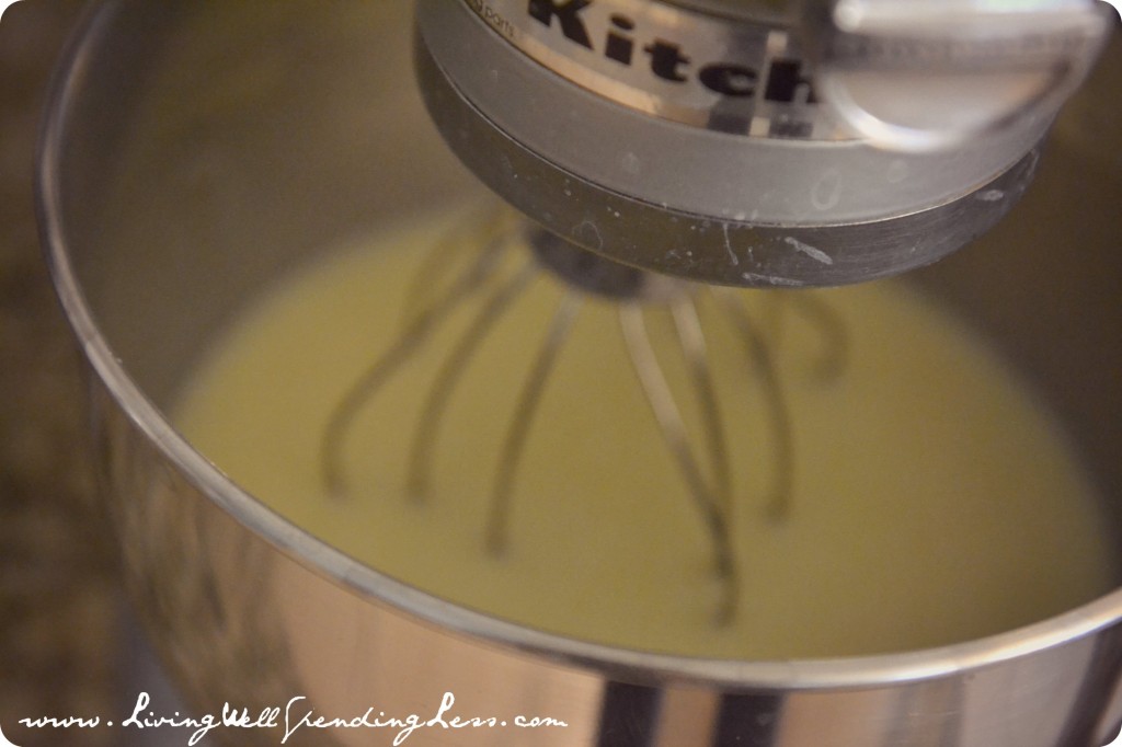 Use the whisk attachment on your mixer to combine the liquid ingredients for these muffins. 