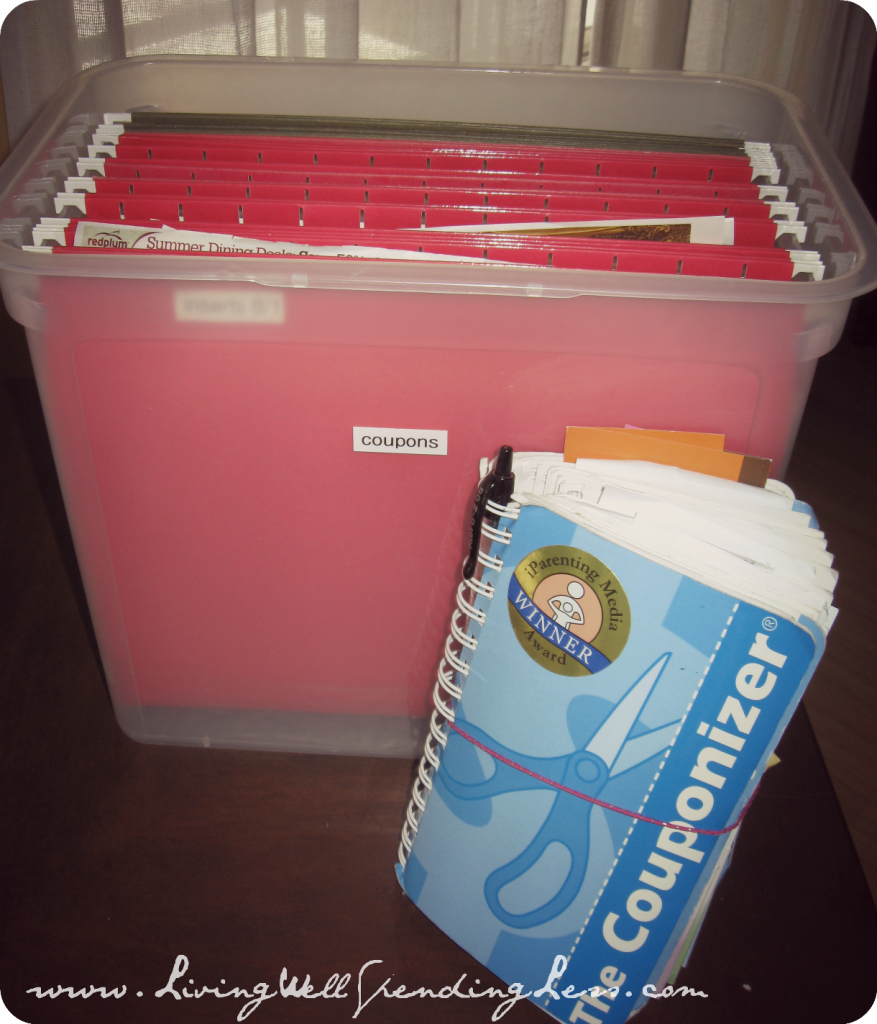 The filing method works great for coupon organization. Here's my file box and couponizer organizer. 