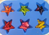 Sort crayons by color into star shaped silicone mold.