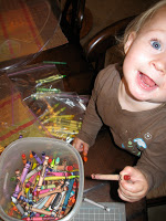 Colorful crayons bring a smile to kids' faces. 