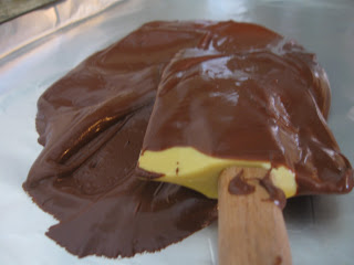 Transfer melted chocolate to cookie sheet using a plastic spatula. 