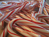 Unwrapped pile of candy canes.