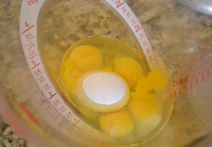 Make sure you don't drop a whole egg in the yolks as we did here. 