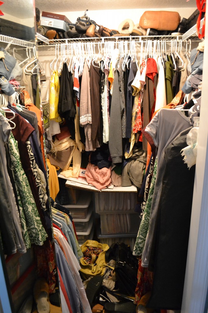 It's time to organize your bedroom closet when the clutter builds up and there's items on the floor. 