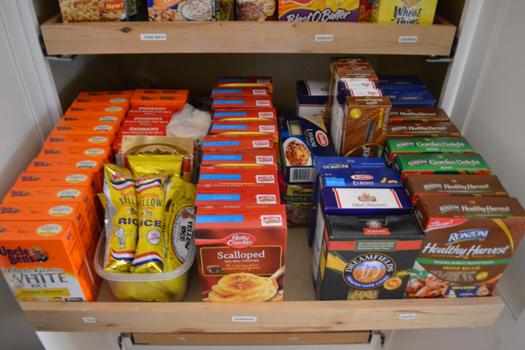 A stockpile pantry is a great way to keep food organized. 