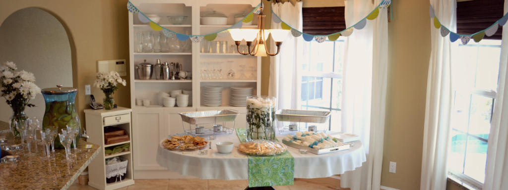 DIY paper garland adds a pop of color to this party display. 