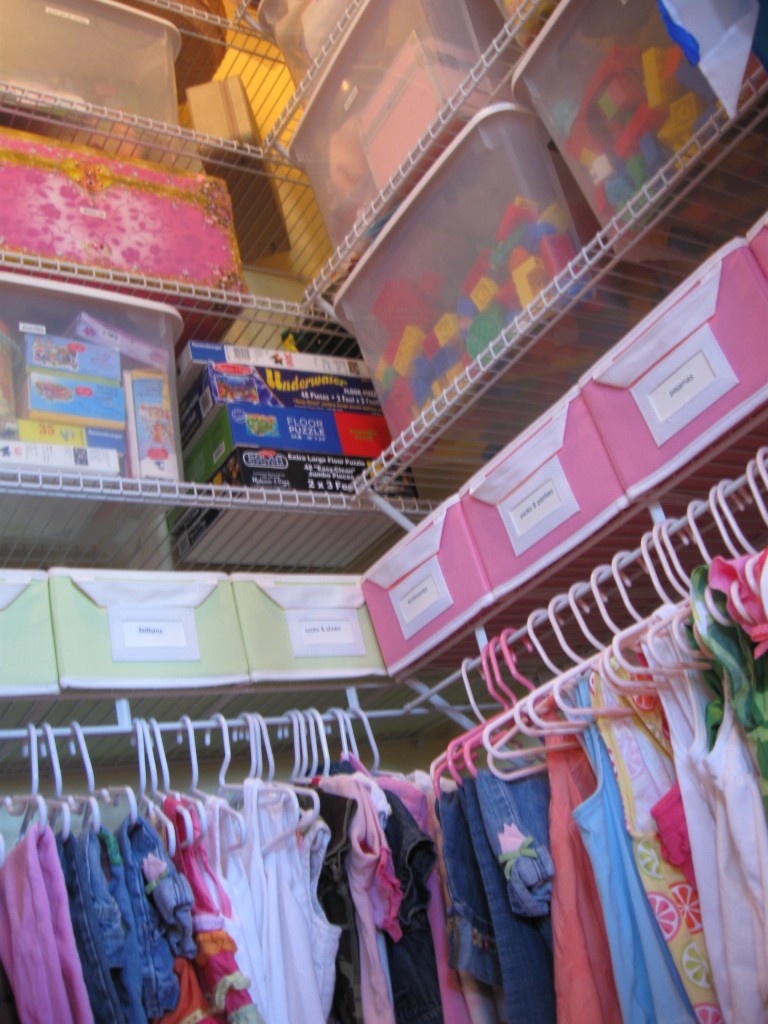 Organize your kid's closet using containers, hangers, and smart storage space so every item has a place. 