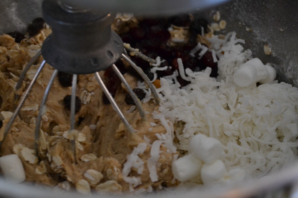 The next step in Maggie & Annie’s Everything Cookies is to mix the wet and dry ingredients together. 