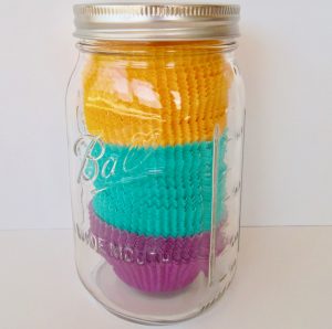 organzie and store cupcake liners in a large Mason jar for easy storage.