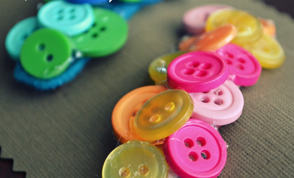 Different colored buttons look adorable on these handmade hair clips.