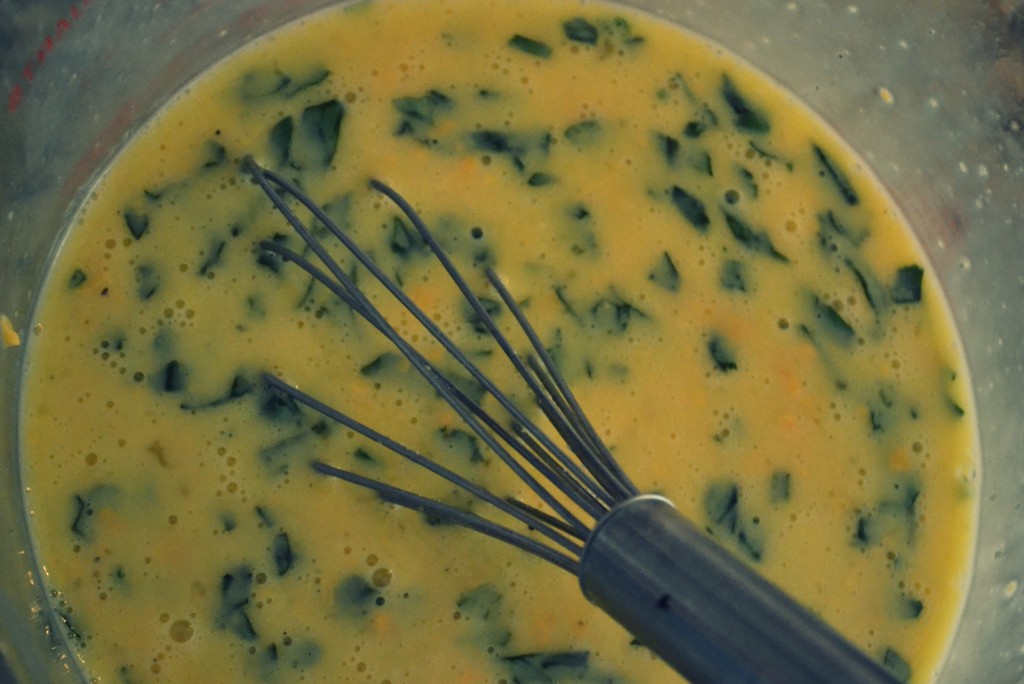 Whisk eggs, half & half, herbs, and seasonings together in a large bowl.