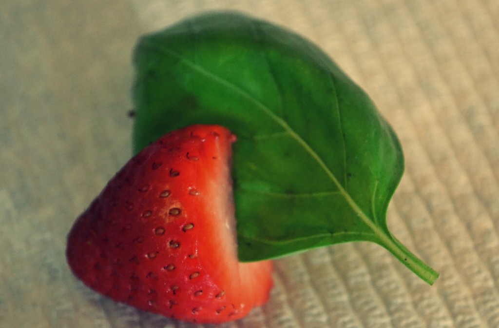 This classic garnish can be made with any extra strawberries and basil leaves you have. 