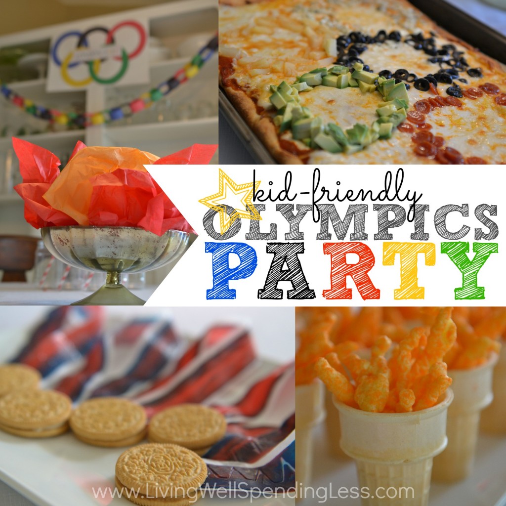 Simple Kid Friendly Olympics Party | Olympics Themed Party | Olympics Party Ideas | Fun-O-lympics | Olympics Party Food | Backyard Olympic Games | Olympic Birthday | Mini Olympics | Olympic Ring Pizza | Medal Cookies | Cheetos | Strawberry Blueberry Pound Cake Trifle | free printables 