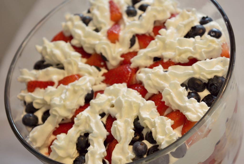 This red white and blue fruit dessert is perfect for a kid friendly Olympics party. 