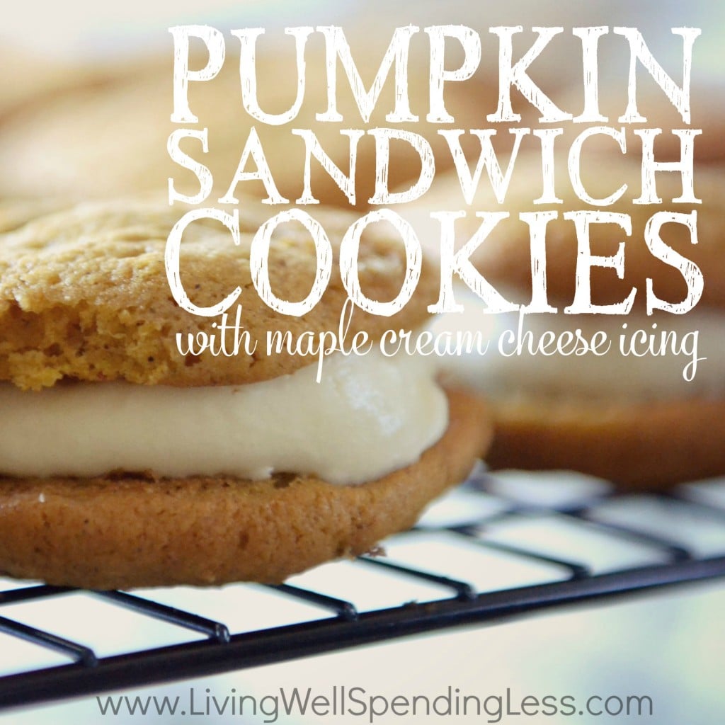 Try a taste of fall with these Pumpkin Sandwich Cookies with Maple Cream Cheese Icing!
