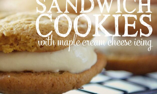 Pumpkin Sandwich Cookies with Maple Cream Cheese Icing