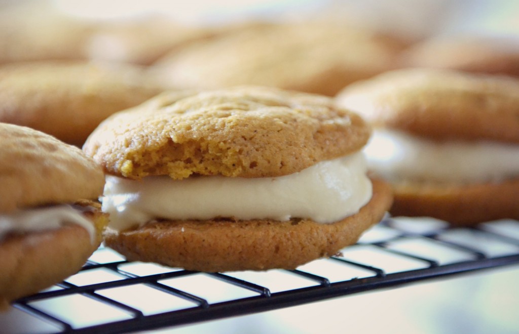 These Pumpkin Sandwich Cookies with Maple Cream Cheese Icing are a little piece of heaven!