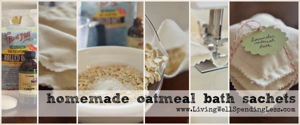 Homemade oatmeal bath sachets are the perfect homemade spa gift for a friend who needs some extra TLC.