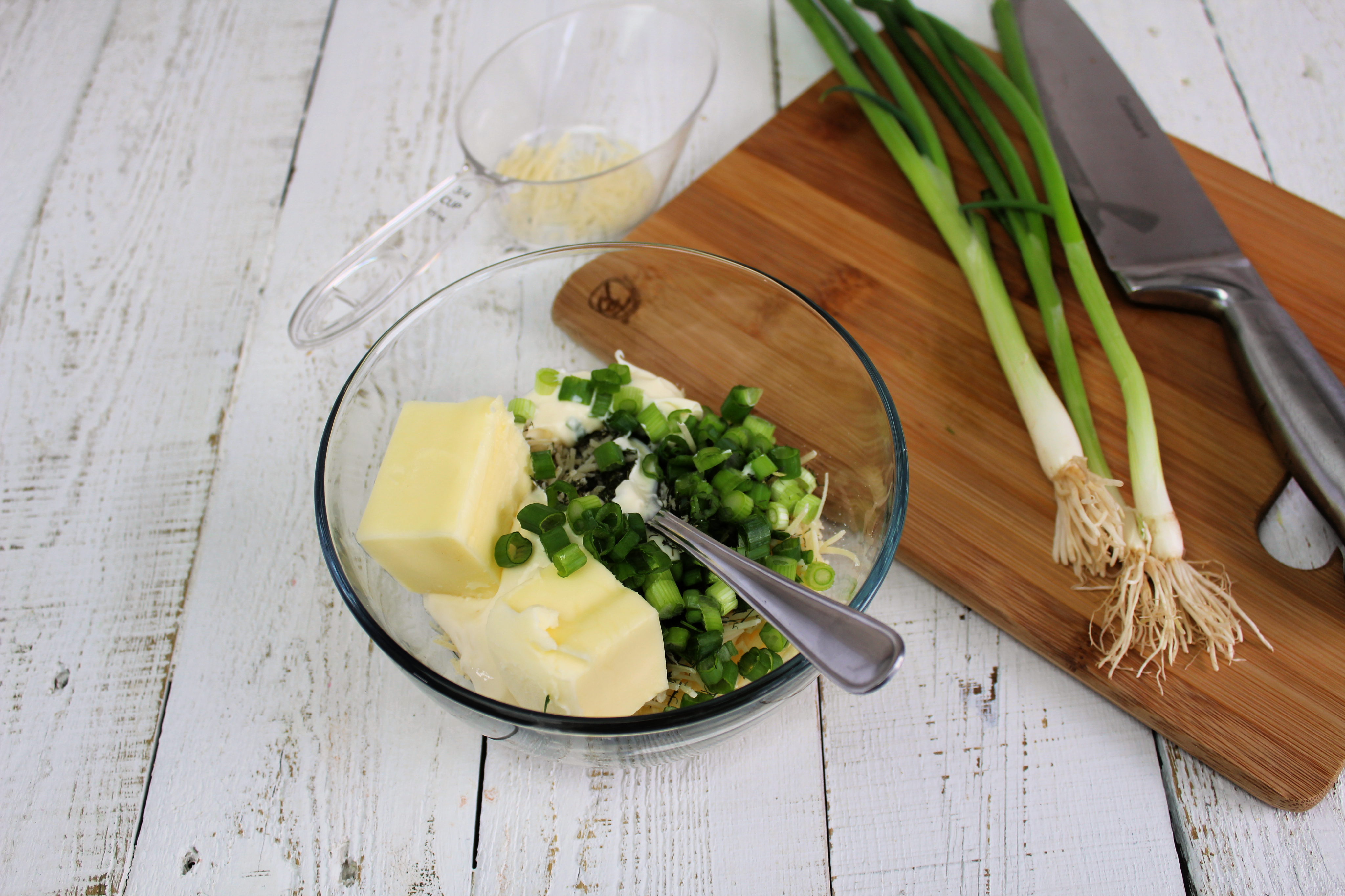 Mix together the savory topping until well blended.