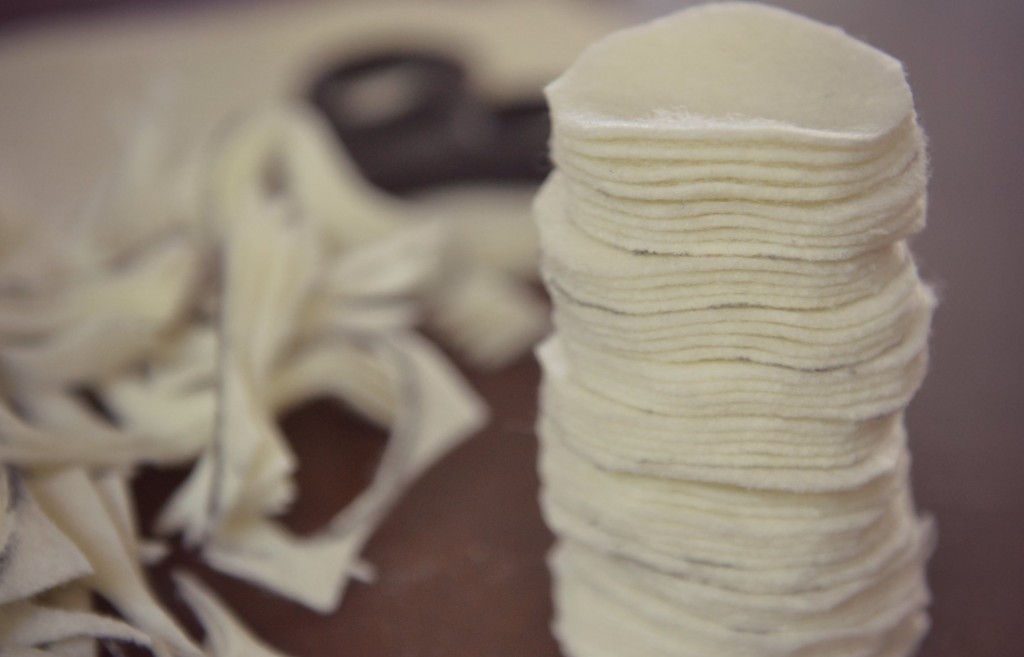 Stack your felt circles and set them to the side. 