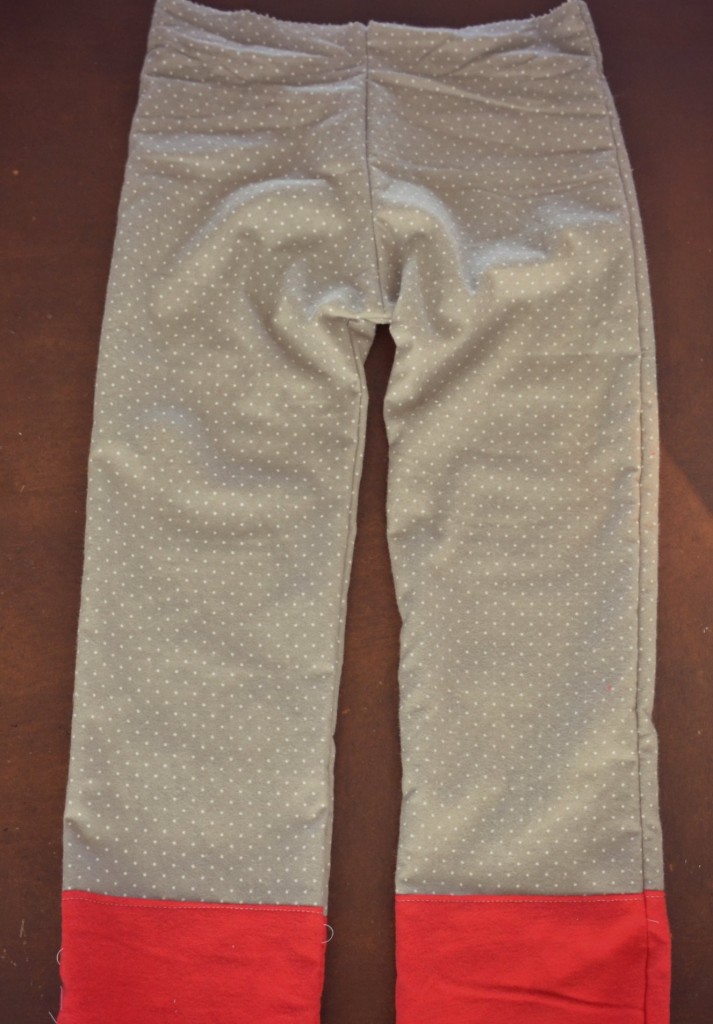 Once the pants are ready, turn them right side out and stitch the inseam. 