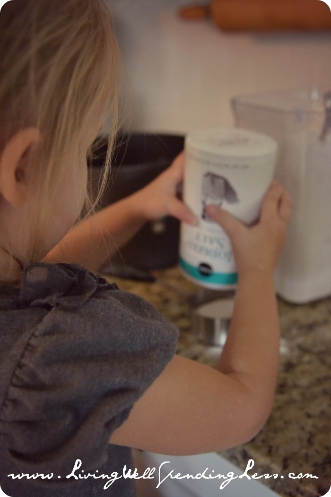 This project is perfect for kids to help with! They can help measure ingredients like the salt and flour.