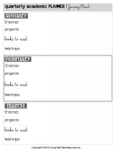 printable academic planner