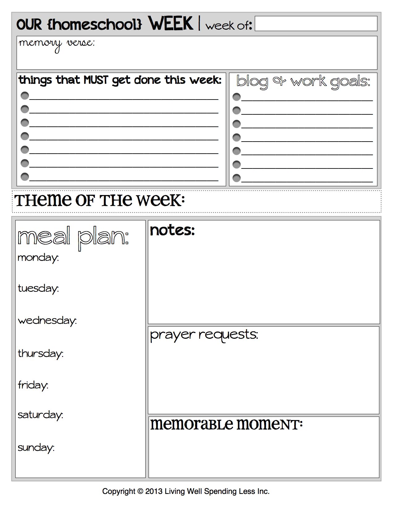 Free Printable Homeschool Planner Pages