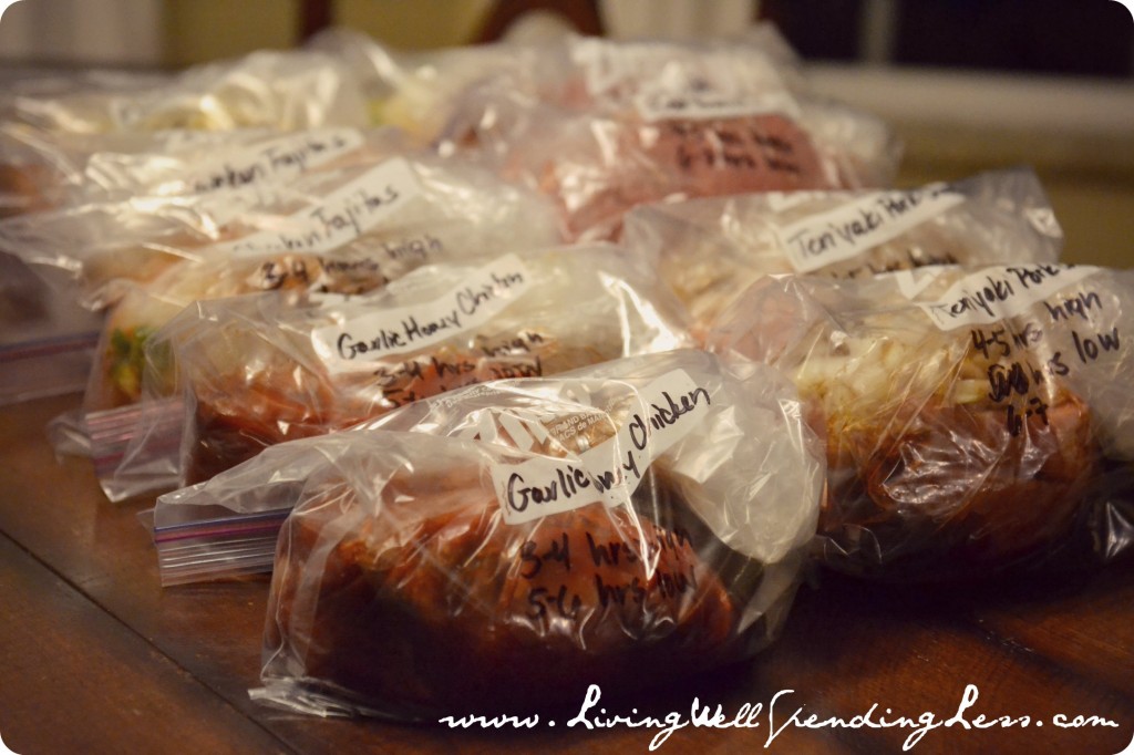 Label each freeze bag with the correct meal so you stay organized. 