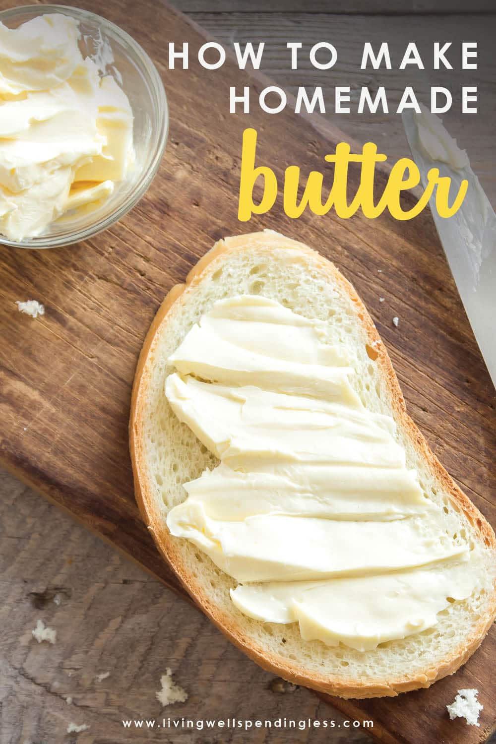 Did you know you can make your own homemade butter in a KitchenAid mixer or food processor?!! It is fun & easy and tastes SO much better than the store bought stuff!