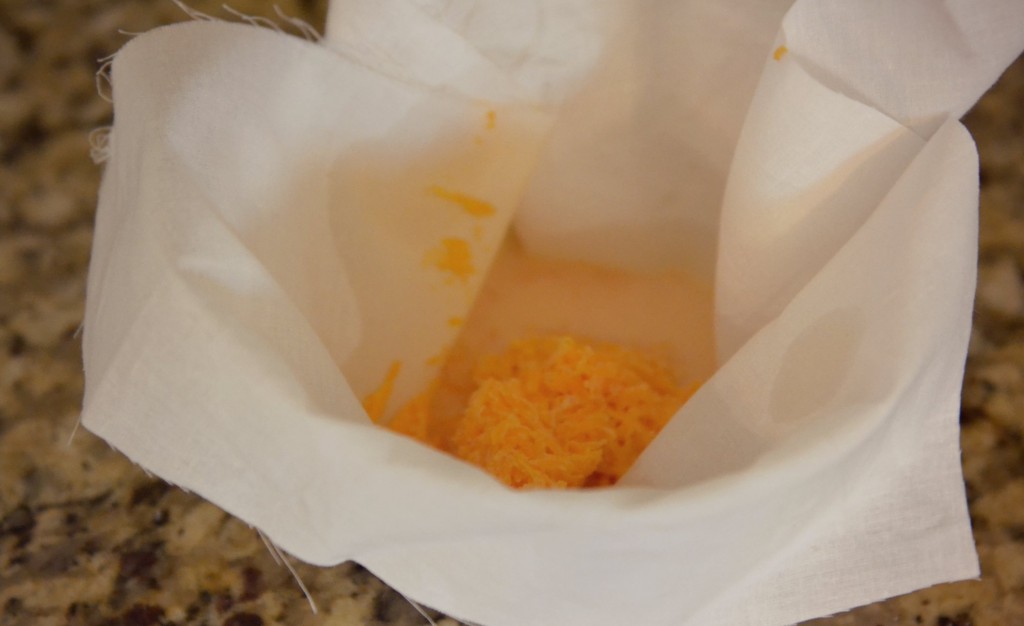 The finely grated carrot can be used to add color to the butter (although it's optional).