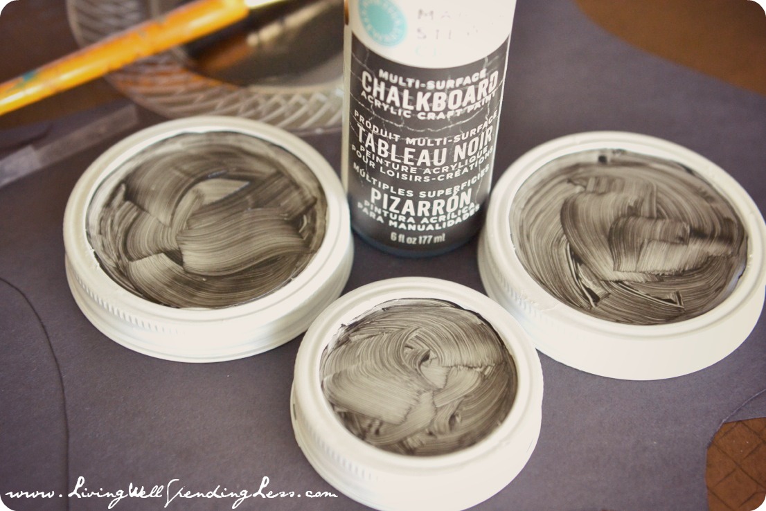 Make these candy jar pedestals customizable by adding chalkboard paint to the mason jar lids. 